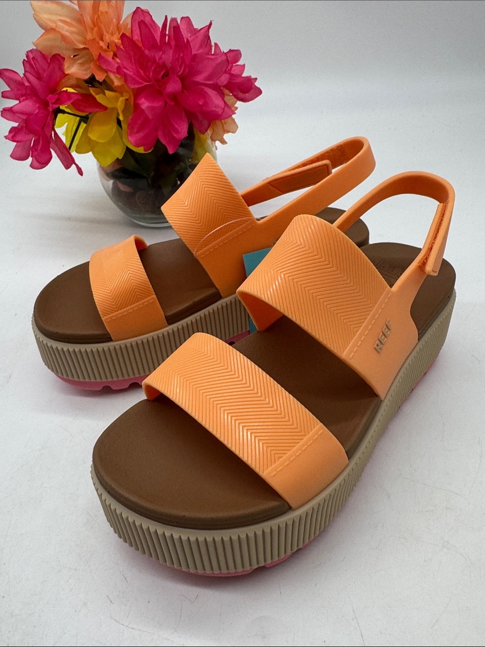 Water Vista HIgher Reef Orange Platform Slingback Sandals Size 5 MCH10107K